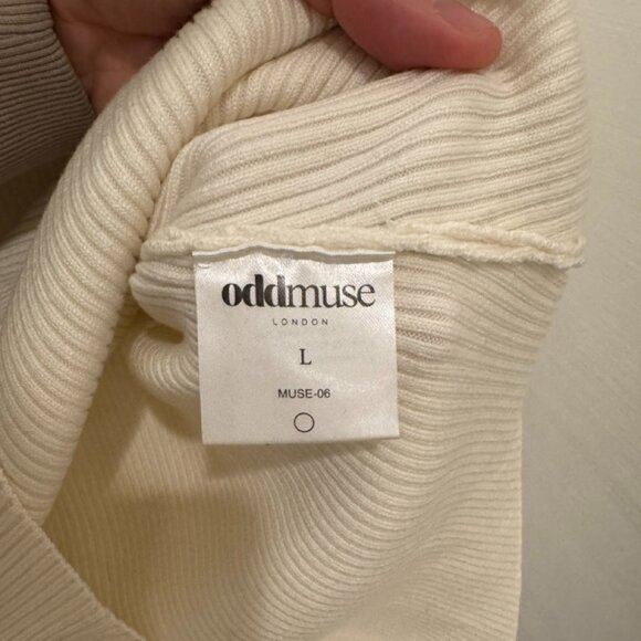 Odd Muse Cream Ribbed Bodysuit Tank L - Picture 3 of 3